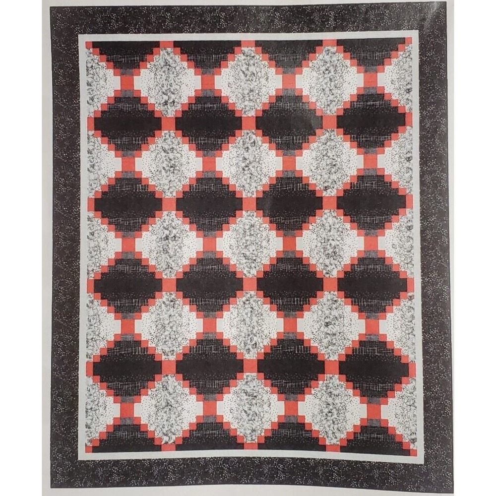 Quilt Kit Robert Kaufman Pen & Ink Black Red White Fabric Beginner Level 58 x 70